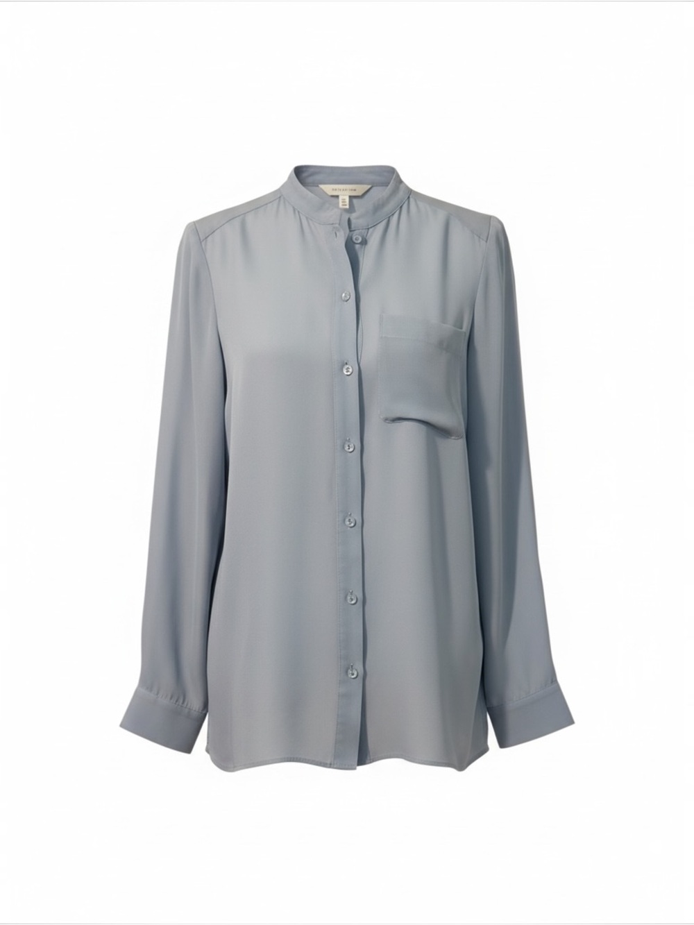 Parker Light Blue Mandarin Collar Button-Front Silk Blouse XS